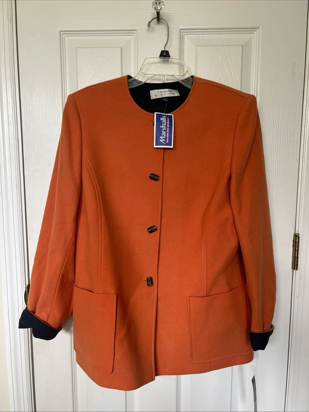 NWT TAHARI ARTHUR S. LEVINE Melon Orange Coral Jacket Wool Blazer Pea Coat Sz 12